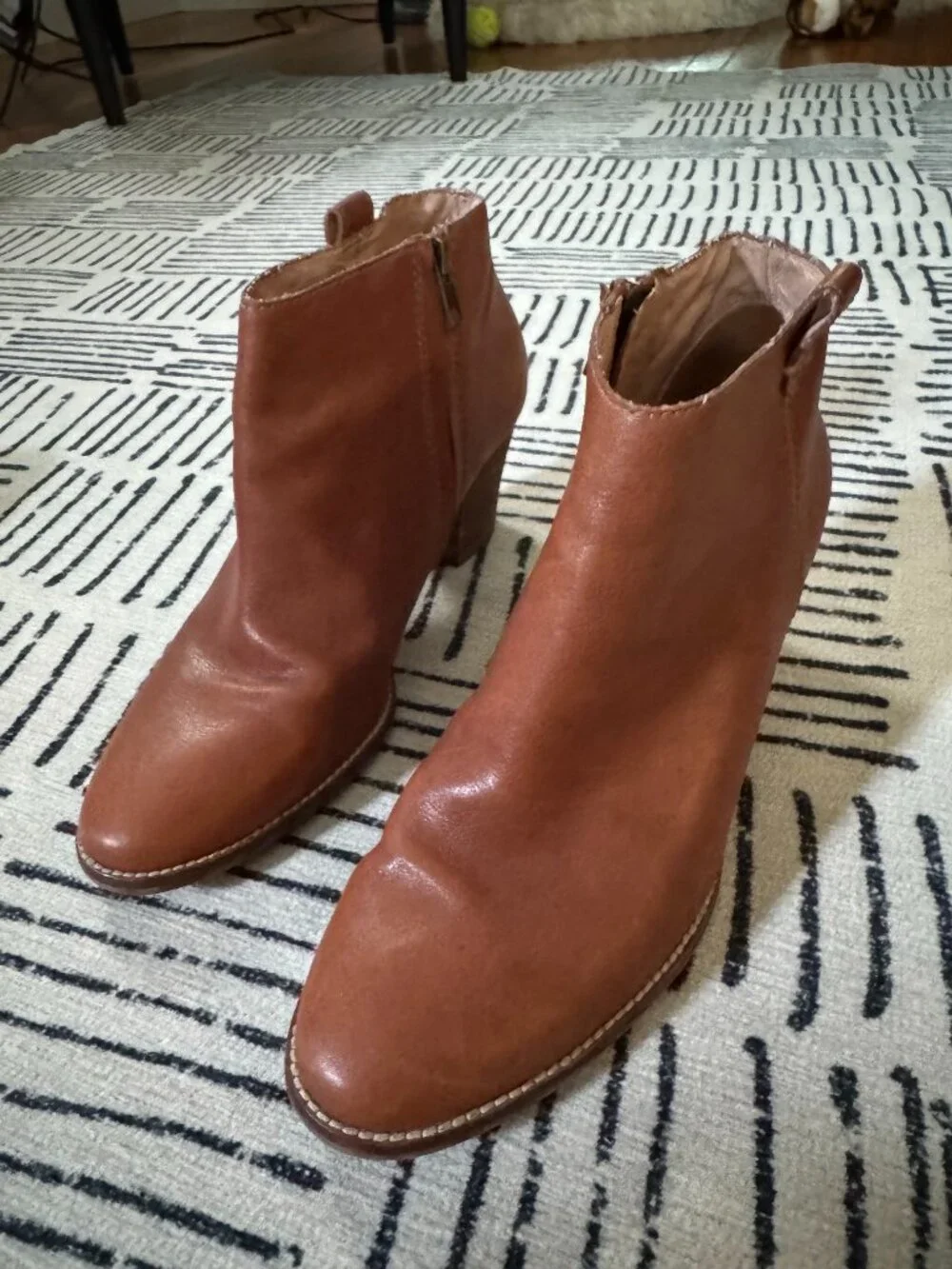 Madewell Billie Leather Booties Cognac Women's Size 9